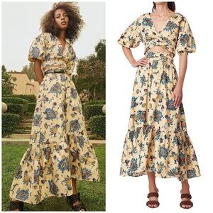 A.L.C. Floral Maxi Dress in Yellow and Blue